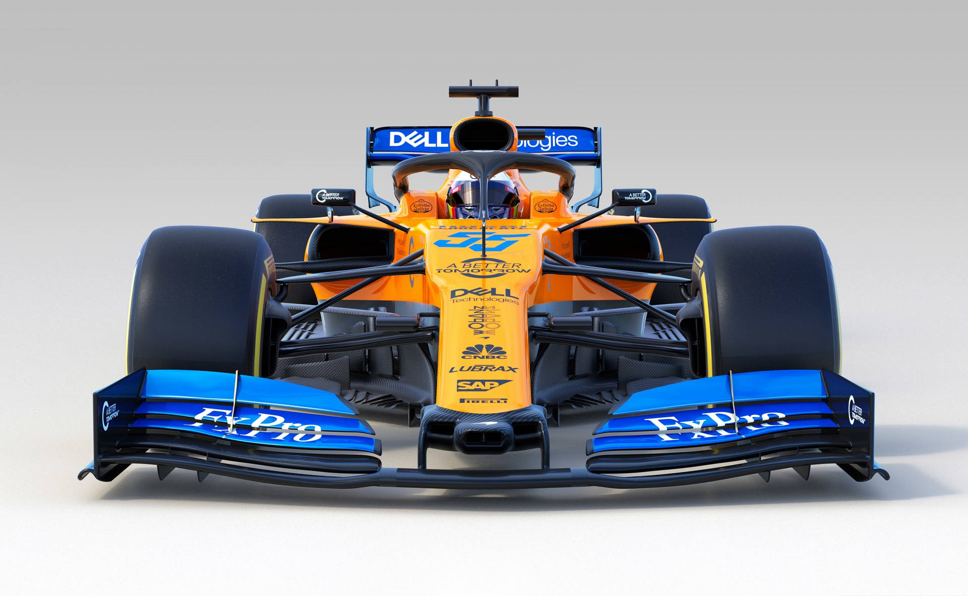 A Racing Car With A Blue And Orange Color Wallpaper