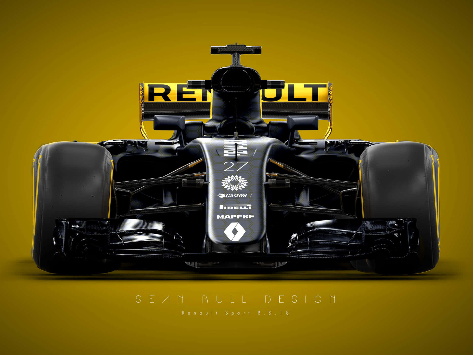 A Black And Yellow Racing Car On A Yellow Background Wallpaper