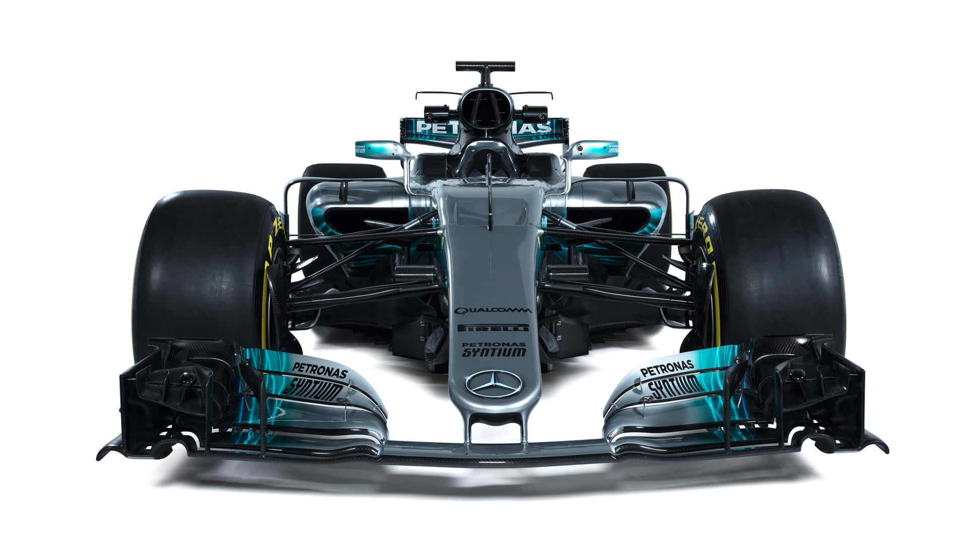 Cochede La Fórmula 1 De Mercedes En Un Fondo Blanco Fondo de pantalla