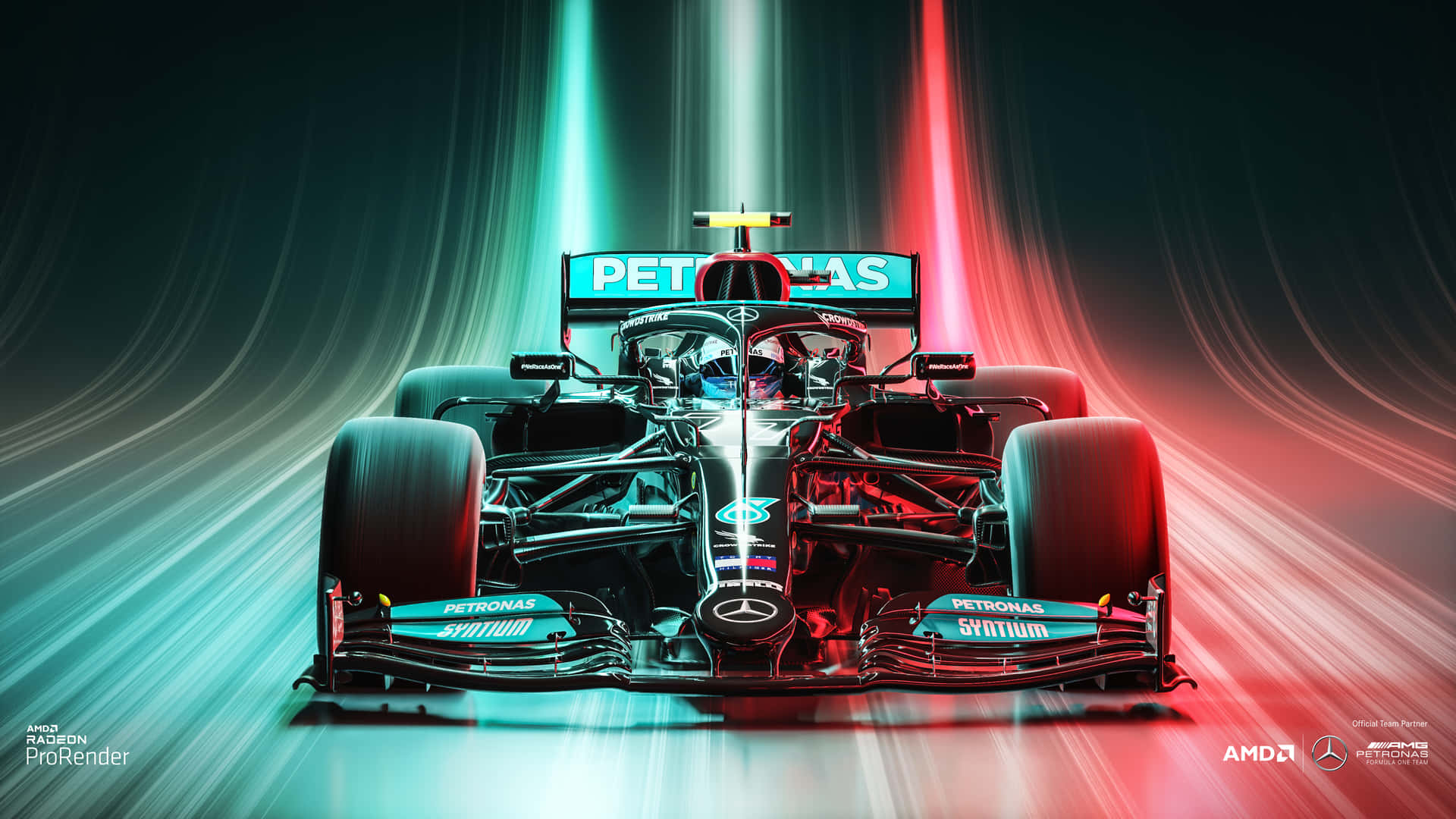 Racer konkurrerende i fuld fart på Formula One spor Wallpaper