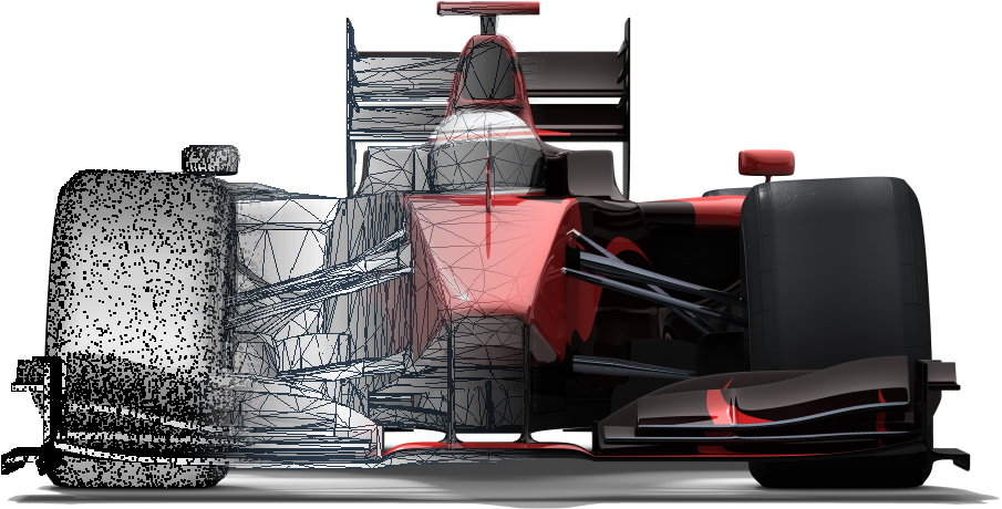 Formula1 Car Aerodynamics Wireframe Visualization PNG