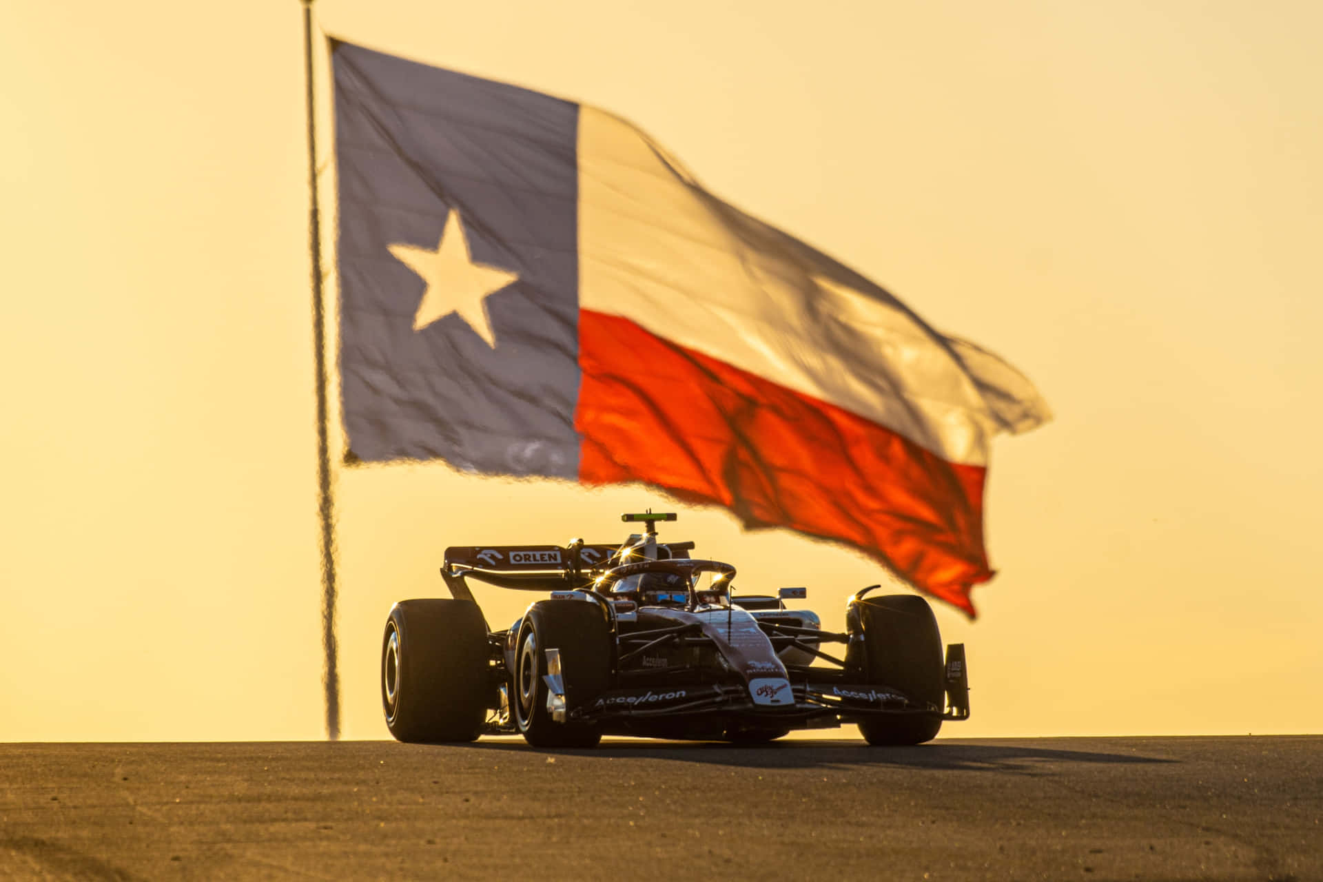 Formula1 Car Texas Flag Sunset Wallpaper