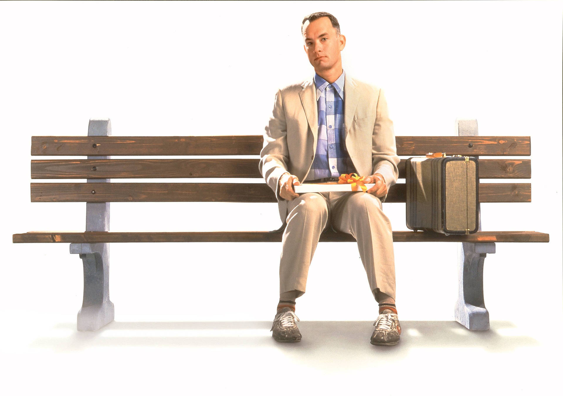 Forrest Gump Bench With Suitcase Wallpaper