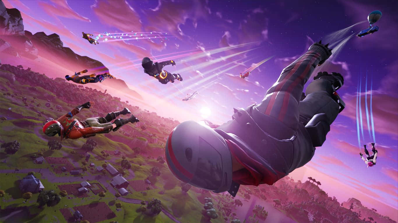 Fortnite Battle Royale action on a 1366x768 screen Wallpaper
