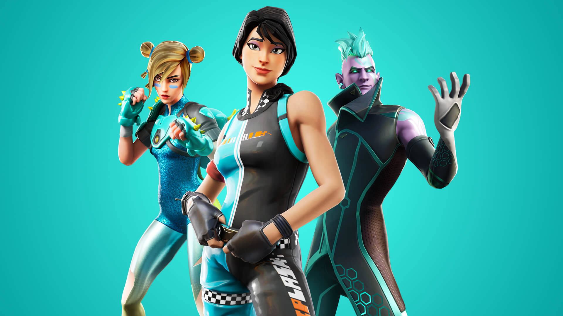 Fortnite - A Group Of People In A Blue Background Wallpaper
