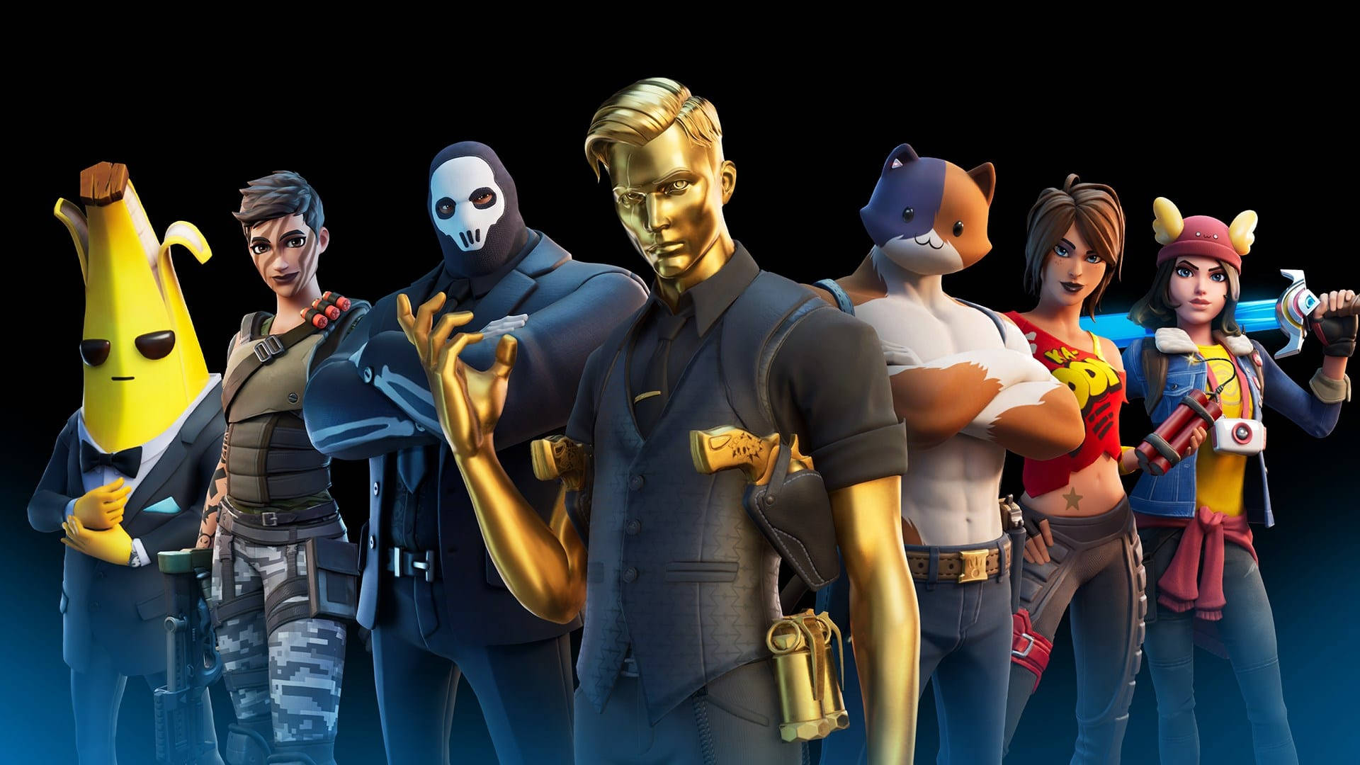 Fortnite - A Group Of People In Costumes Wallpaper