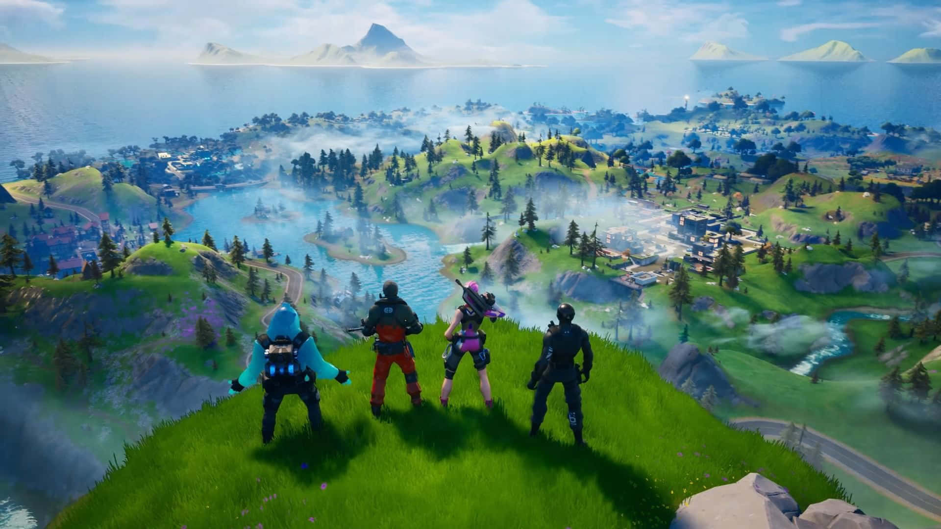 Fortnite Kapittel 2 Lag Utsikt Over Landskapet Bakgrunnsbildet