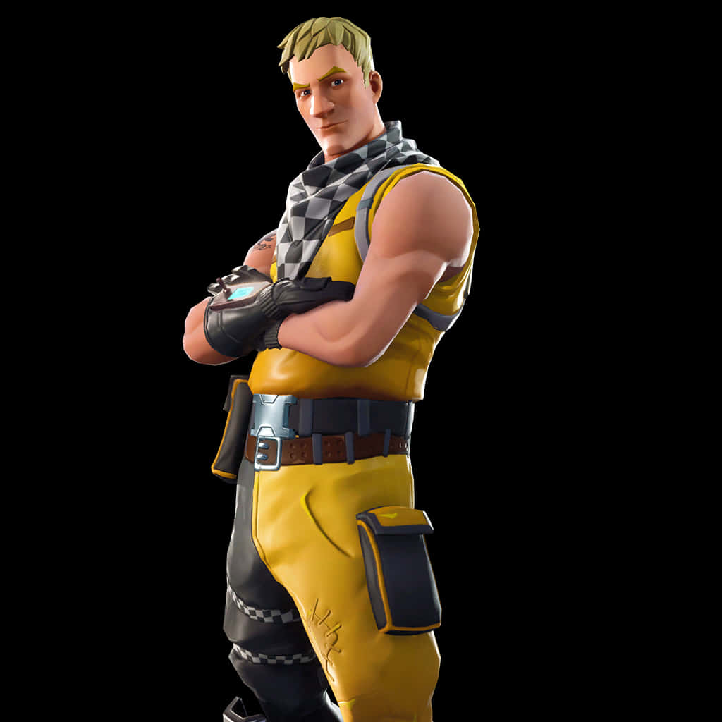 Fortnite Character Pose Yellow Outfit PNG