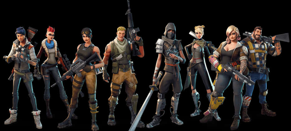 Fortnite Characters Lineup PNG