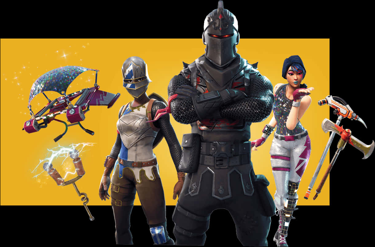 Download Fortnite Charactersand Gear Promo | Wallpapers.com