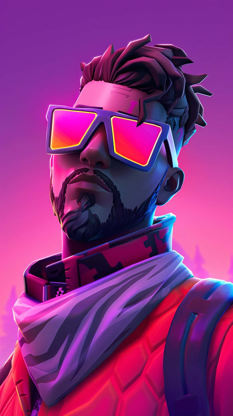 Fortnite Characterwith Glowing Glasses Wallpaper