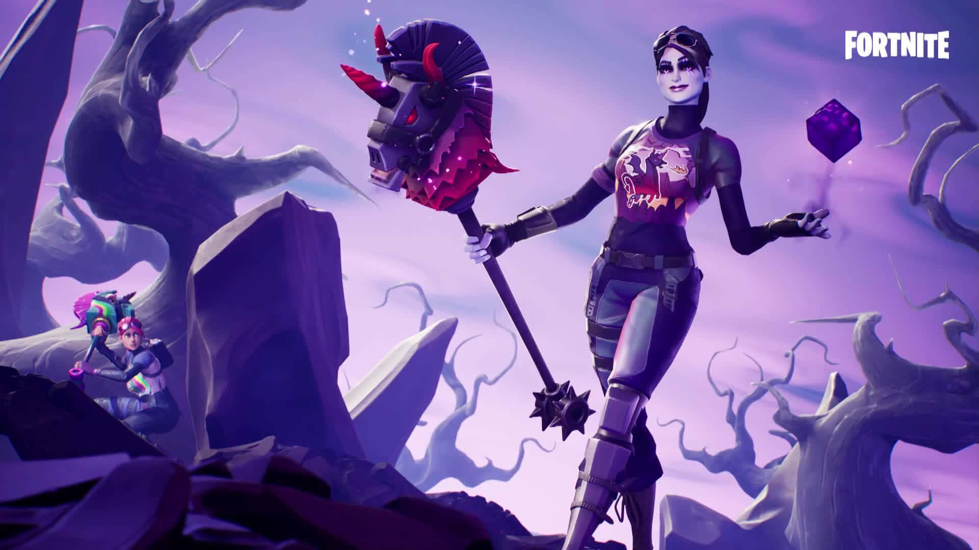 Fortnite Fantasy Characters Purple Hues Wallpaper