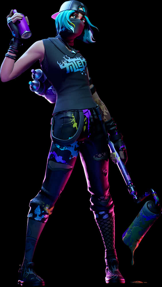 Download Fortnite Female Characterwith Blue Hairand Graffiti Gear ...