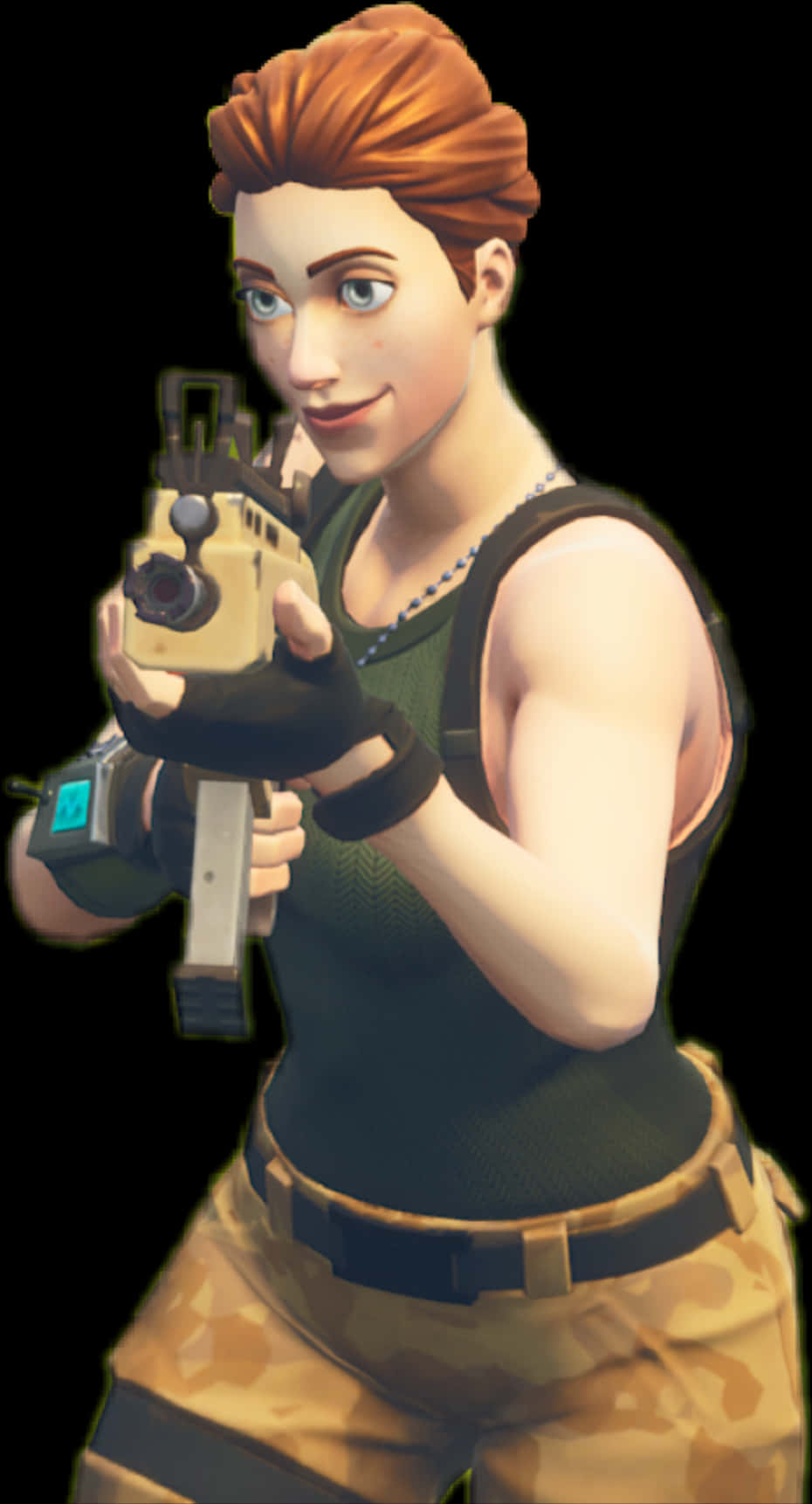 Fortnite Female Default Skin With Gun PNG