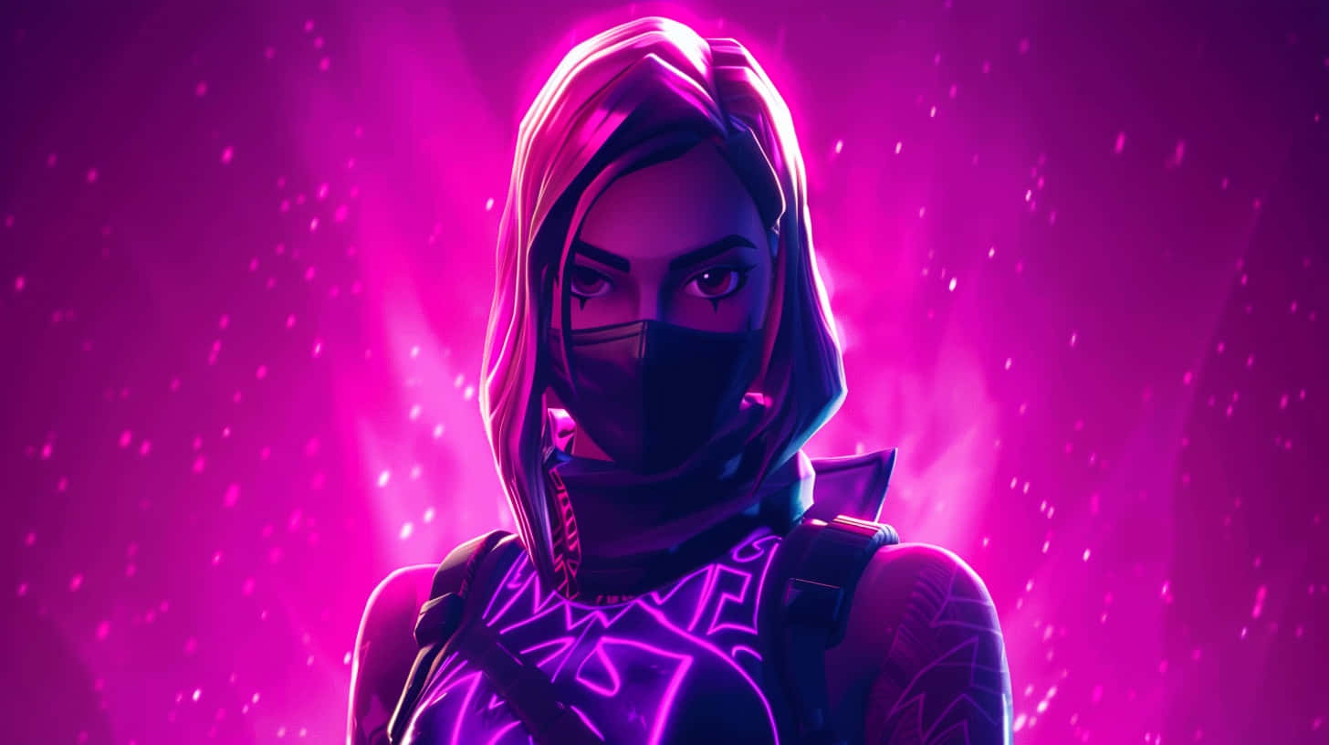 Fortnite Female Ninja Purple Background Wallpaper