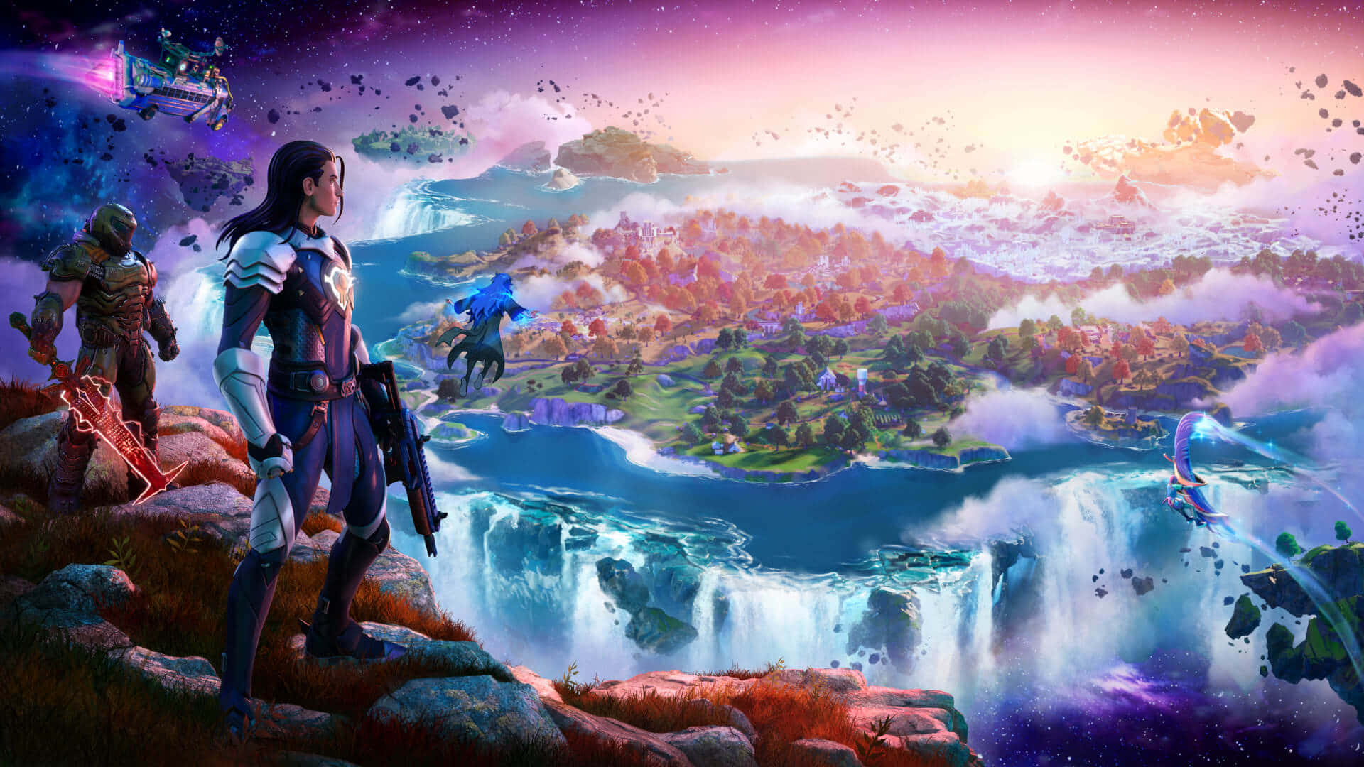 Explore the World of Fortnite with the Galaxy! Wallpaper