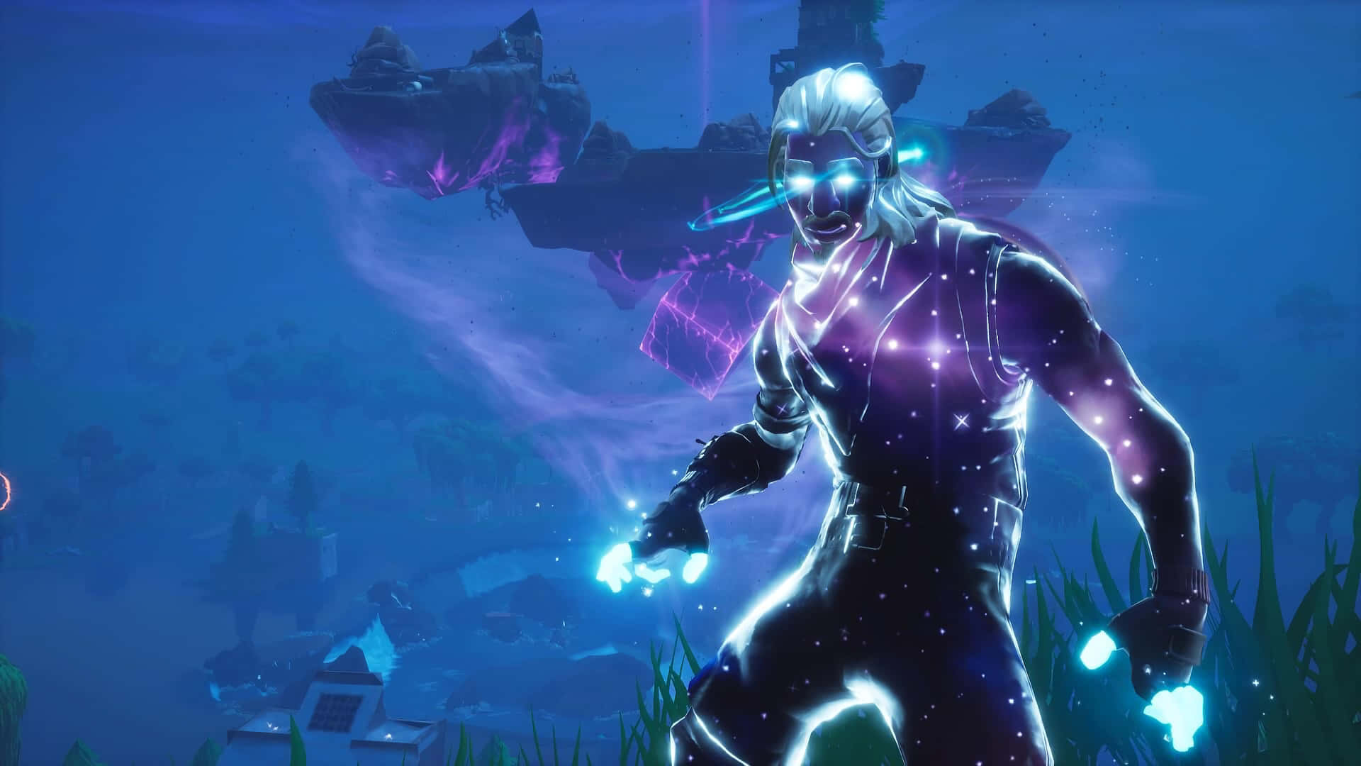 Fortnite - A Man In A Purple Suit Standing In The Water Wallpaper