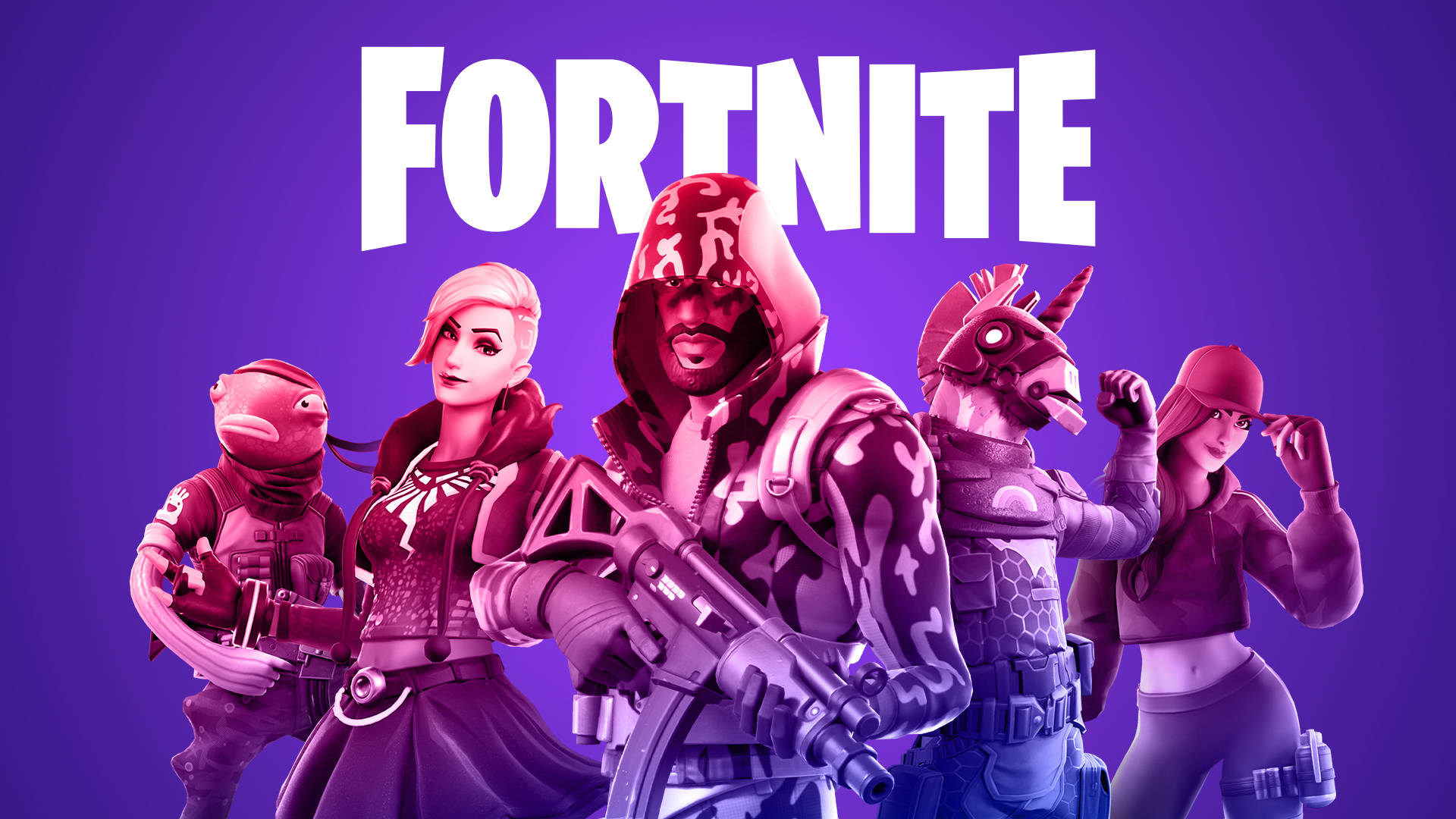 Fortnite Logo With A Group Of People Wallpaper