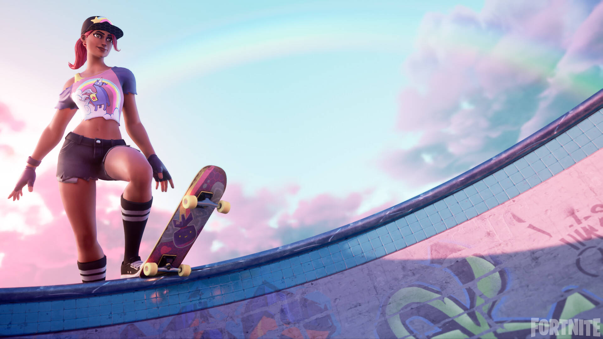 "Young Girl Cheering After Winning in Fortnite Battle Royale" Wallpaper