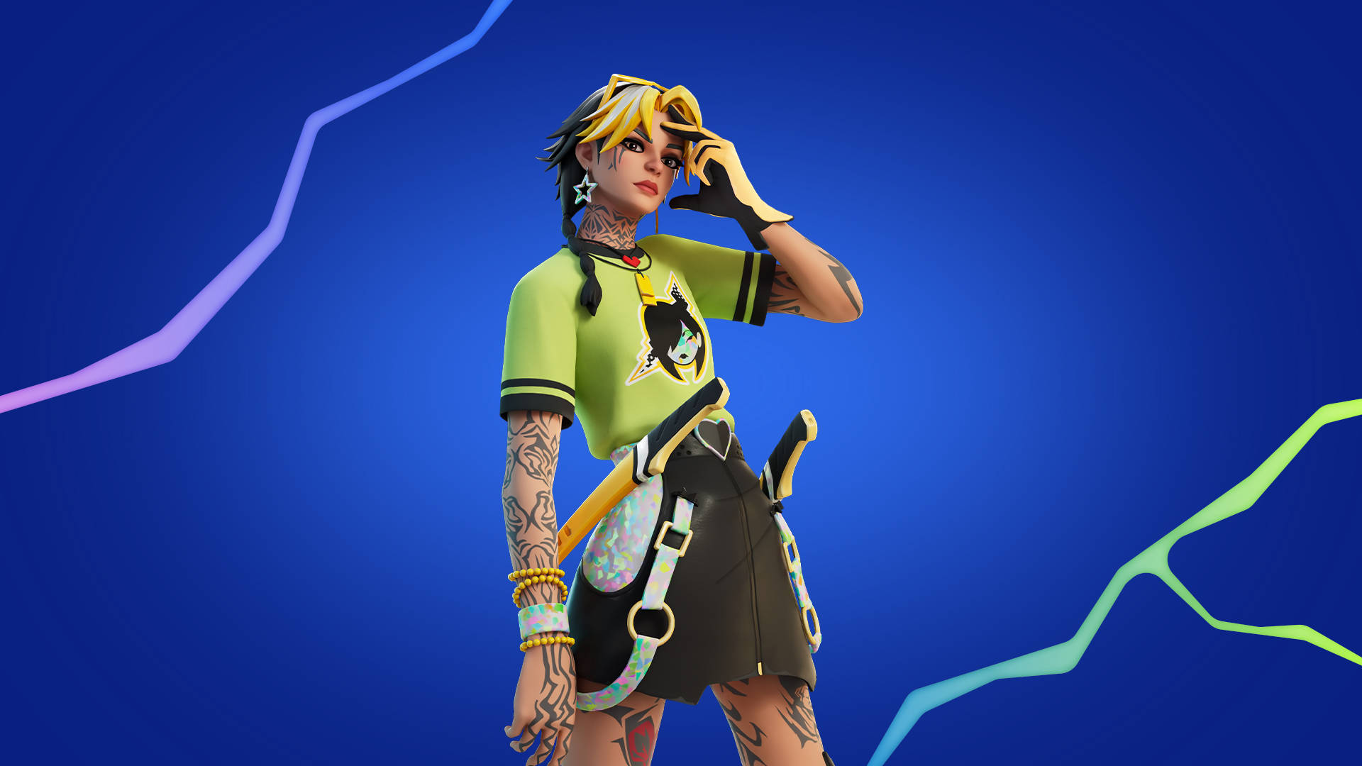 Strike fear into opponents with this fierce female Fortnite character. Wallpaper