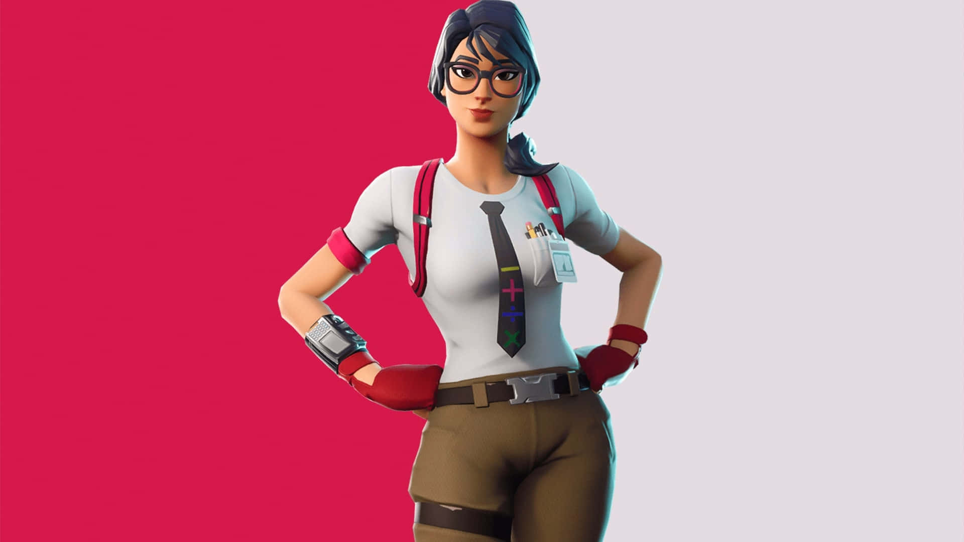 Fortnite - A Woman In Glasses And A Tie Wallpaper