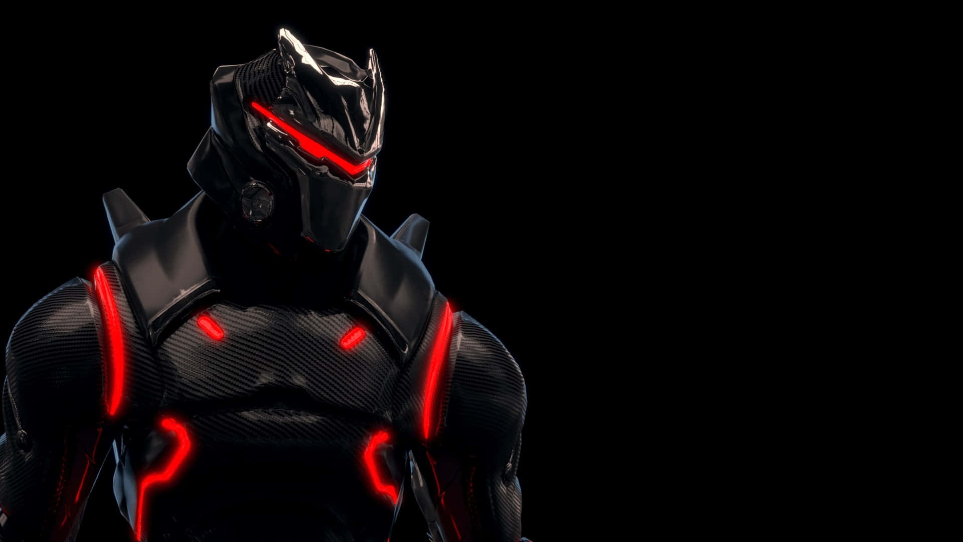 A Black Panther In A Red Suit With Glowing Eyes Wallpaper