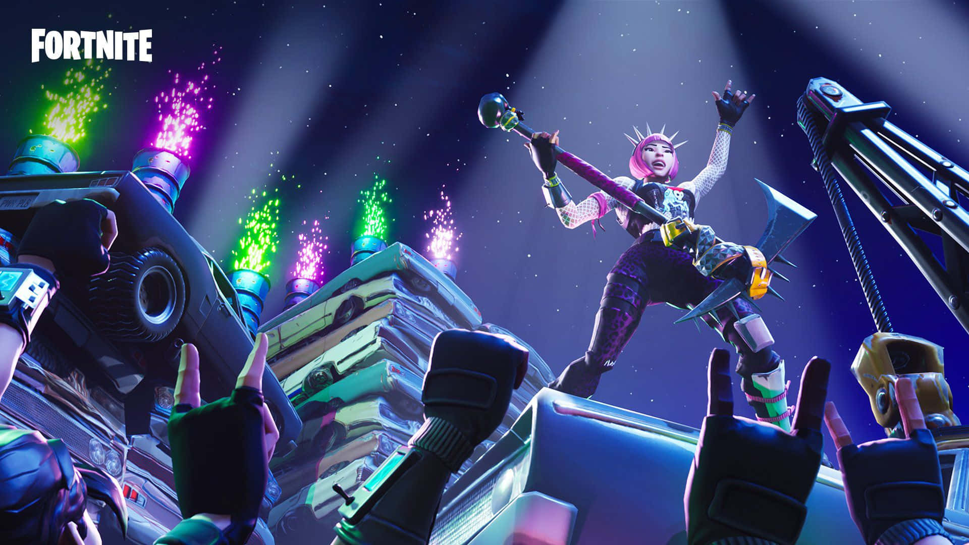 Fortnite - A Man Is Holding A Guitar And Singing Wallpaper