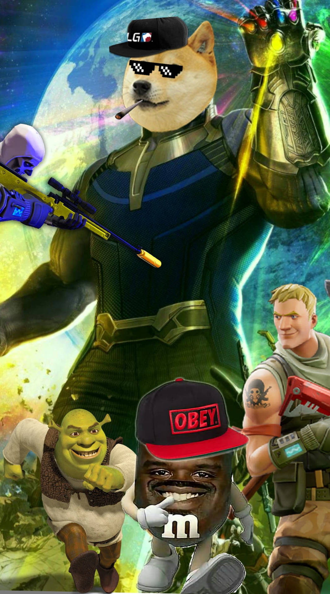 Download Fortnite Meme Doge Thanos Wallpaper 