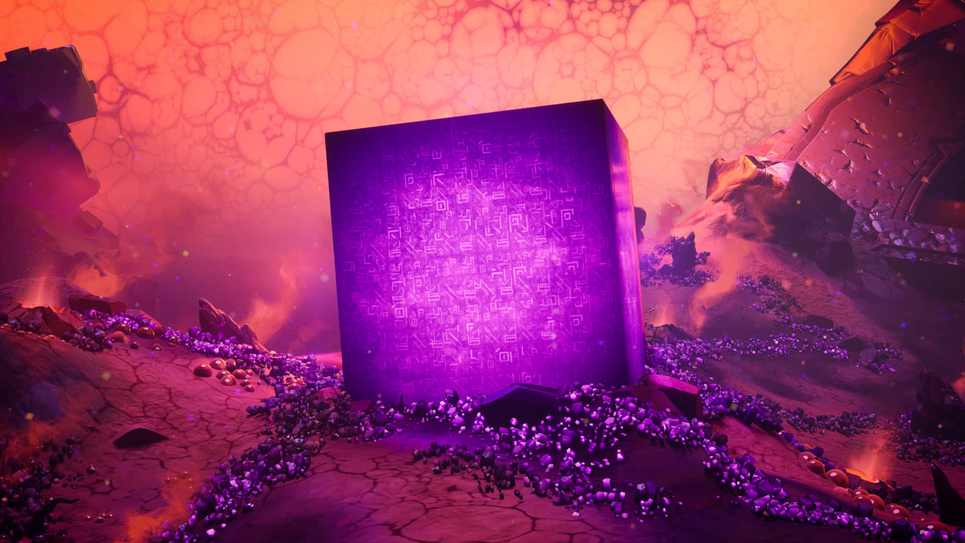 Fortnite Mysterious Cube Glowing Rune Wallpaper