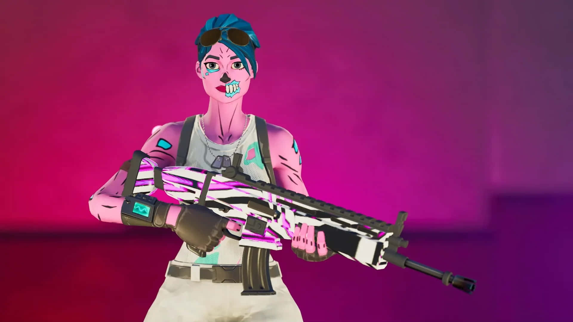 Fortnite Pink Ghoul Trooper With Rifle Wallpaper