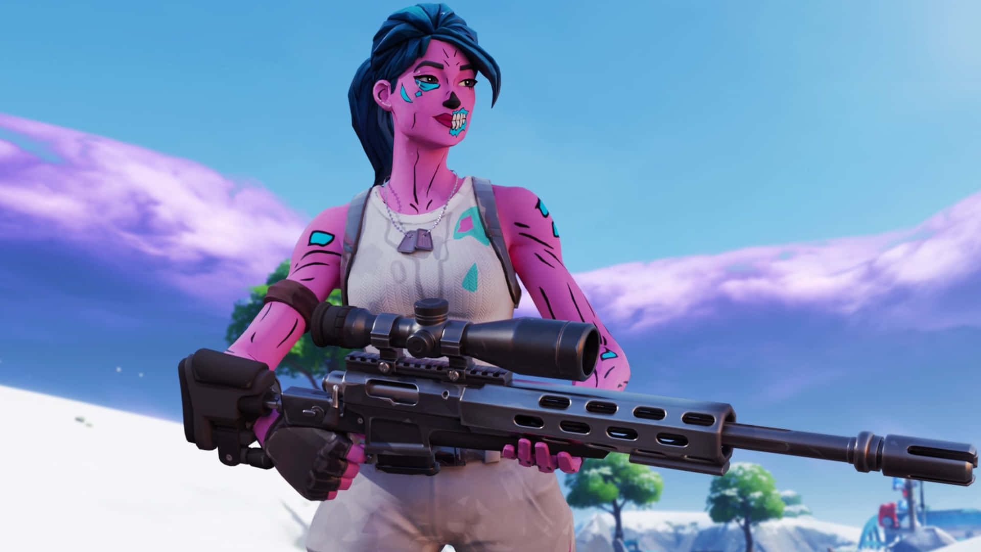 Fortnite Pink Ghoul Trooper With Sniper Wallpaper