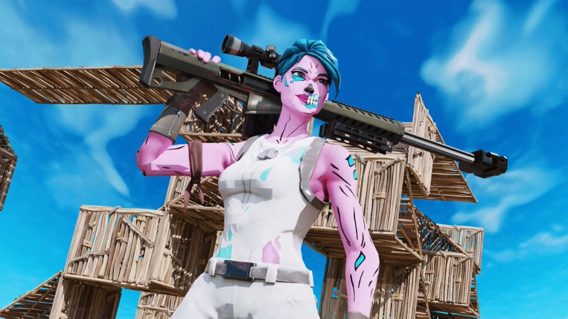 Fortnite Pink Ghoul Trooper With Sniper Rifle Wallpaper