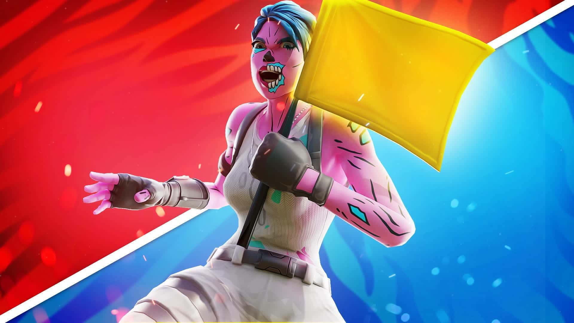 Fortnite Pink Ghoul Trooper With Yellow Back Bling Wallpaper