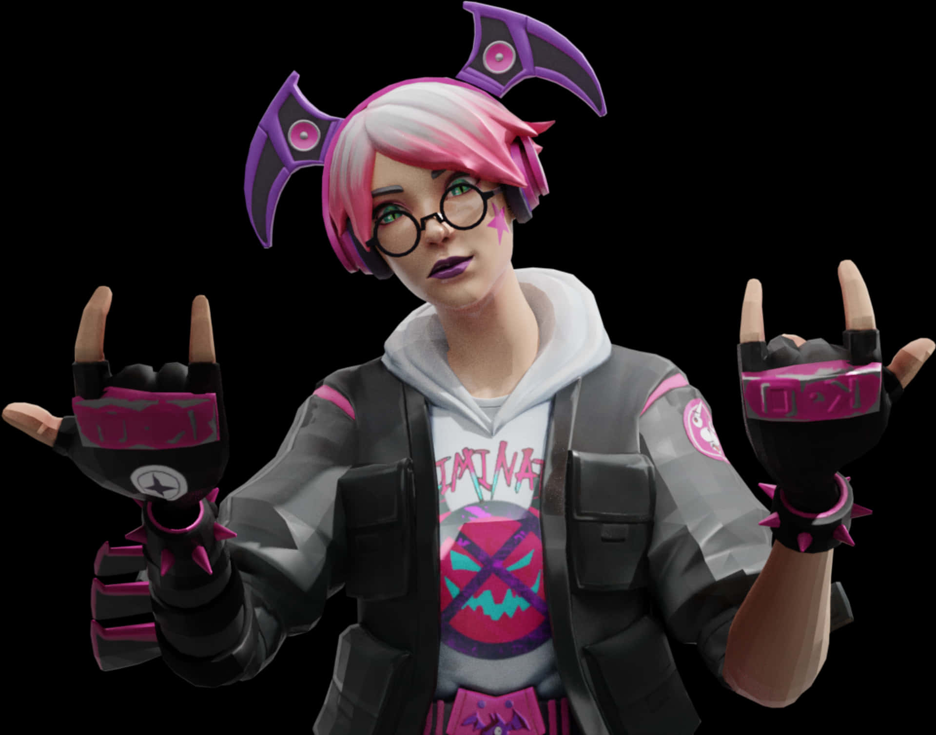 Fortnite Power Chord Outfit Rock On Gesture PNG