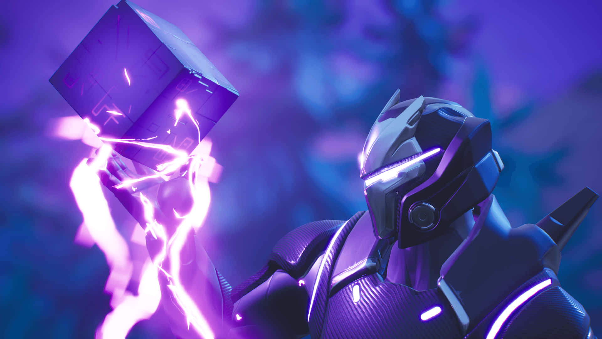 Fortnite - A Purple Man Holding A Purple Box Wallpaper