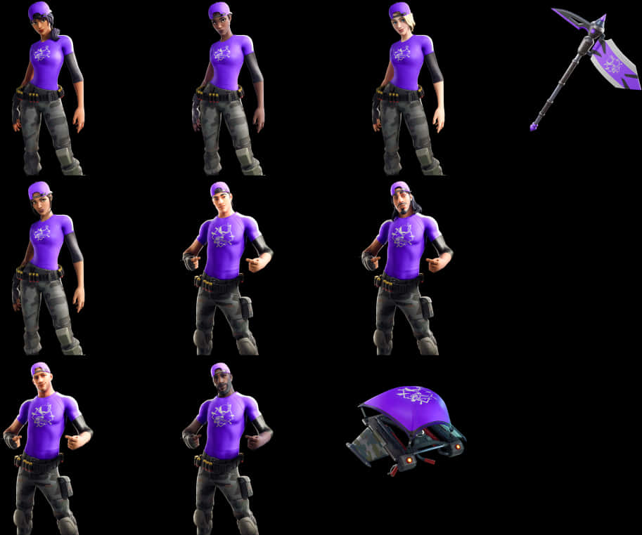 Fortnite Purple Skull Trooper Skinand Accessories PNG