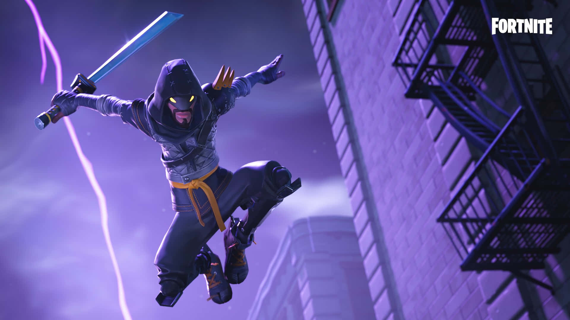 Take the Battle to New and Stylish Heights in Fortnite Purple Wallpaper