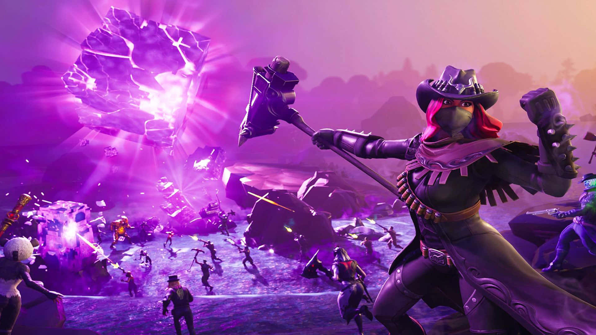 Survive and Thrive in Fortnite with the Purple Set Wallpaper