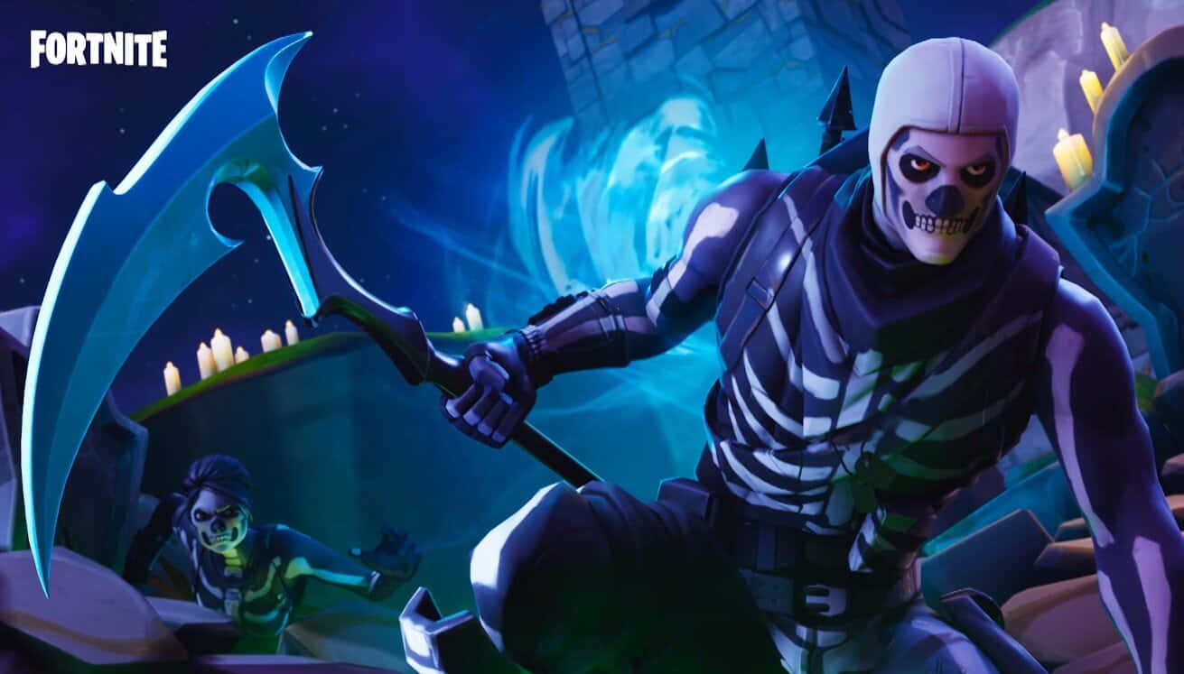 Fortnite Skull Trooper Action Pose Wallpaper