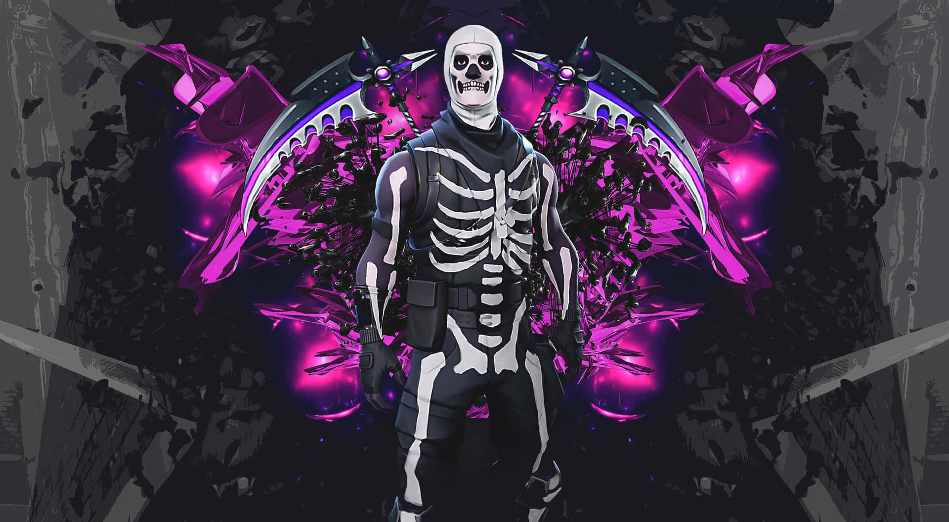 Fortnite Skull Trooper Wings Glow Wallpaper