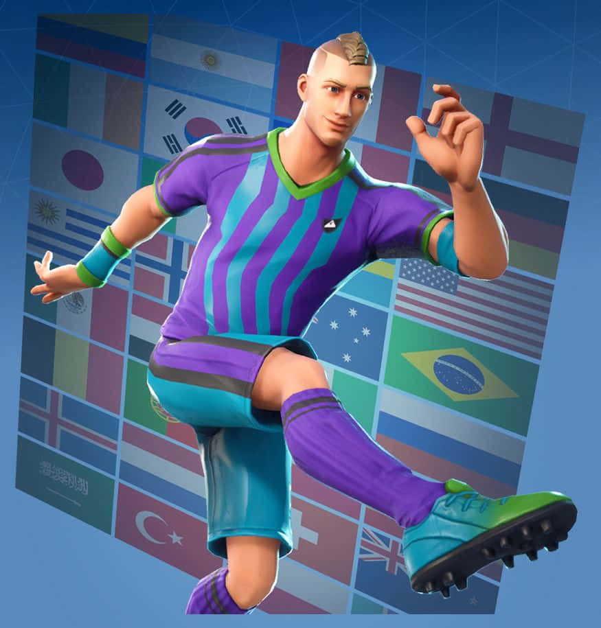 "Score a goal in style with the Fortnite Soccer Skin." Wallpaper