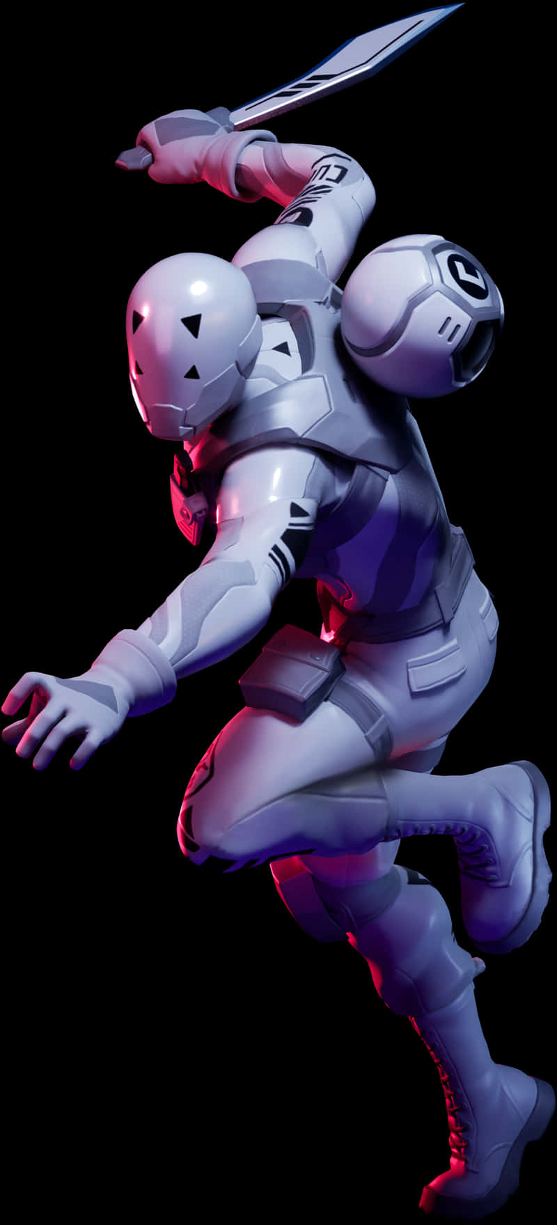 Fortnite White Armored Character Action Pose PNG