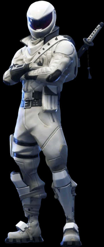 Fortnite White Armored Character Pose PNG