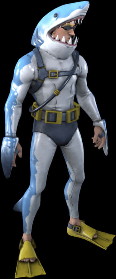 Fortnite_ Shark_ Character_ Costume PNG