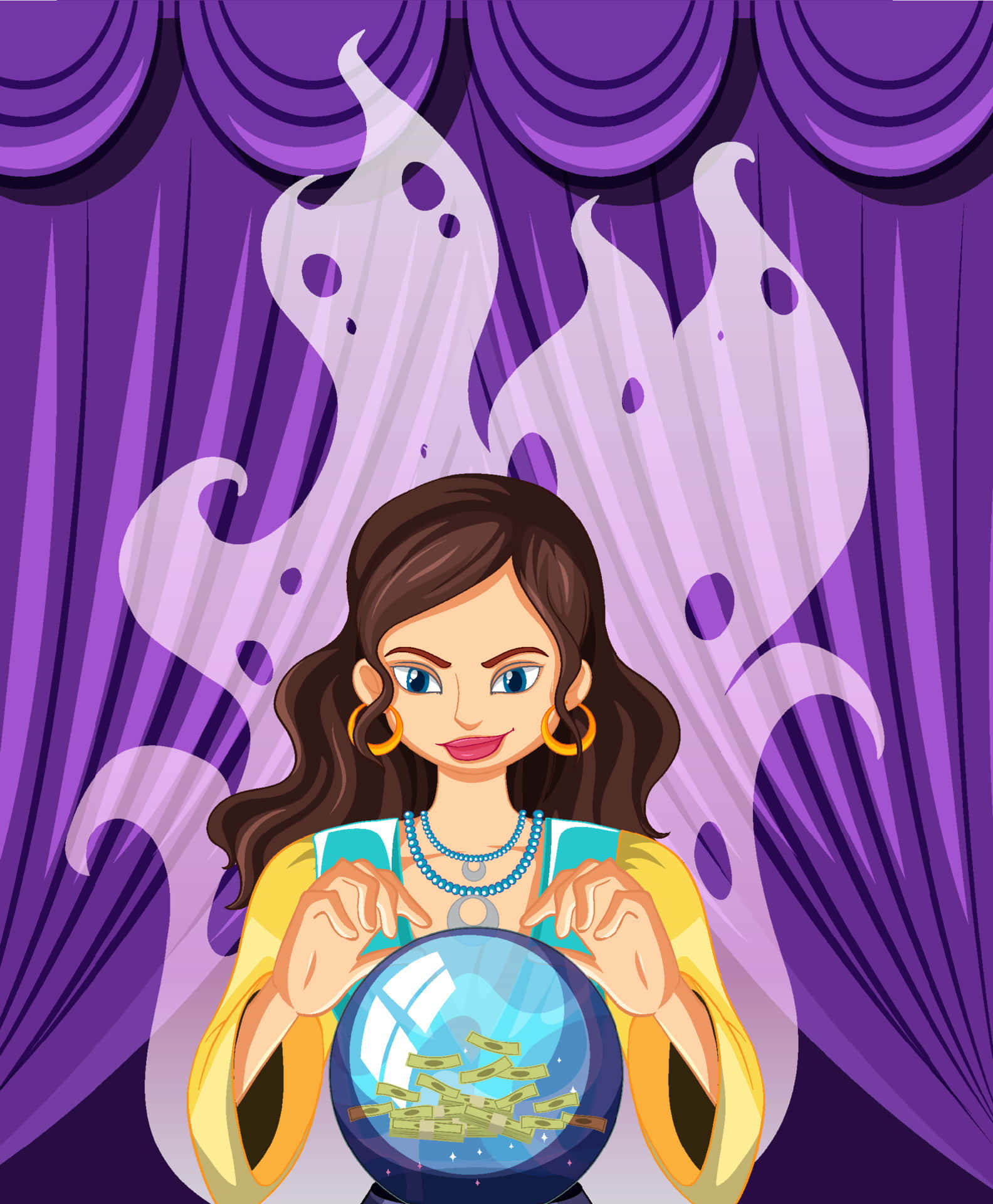 Mysterious Fortune Teller with Crystal Ball Wallpaper