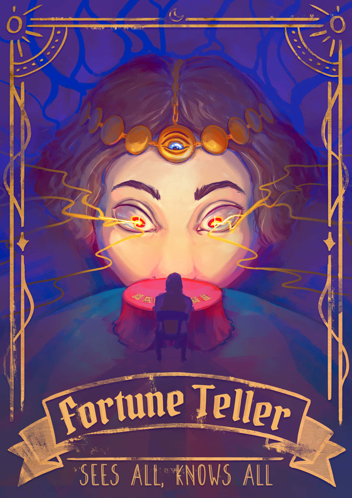Mysterious Fortune Teller Gazing at Crystal Ball Wallpaper