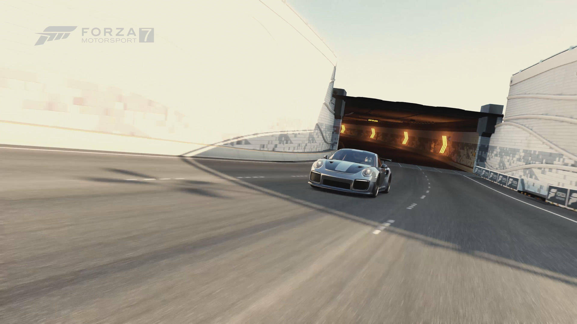 Live Wallpaper med en Porsche Go Kart, der kører med hastighed på Forza 7. Wallpaper