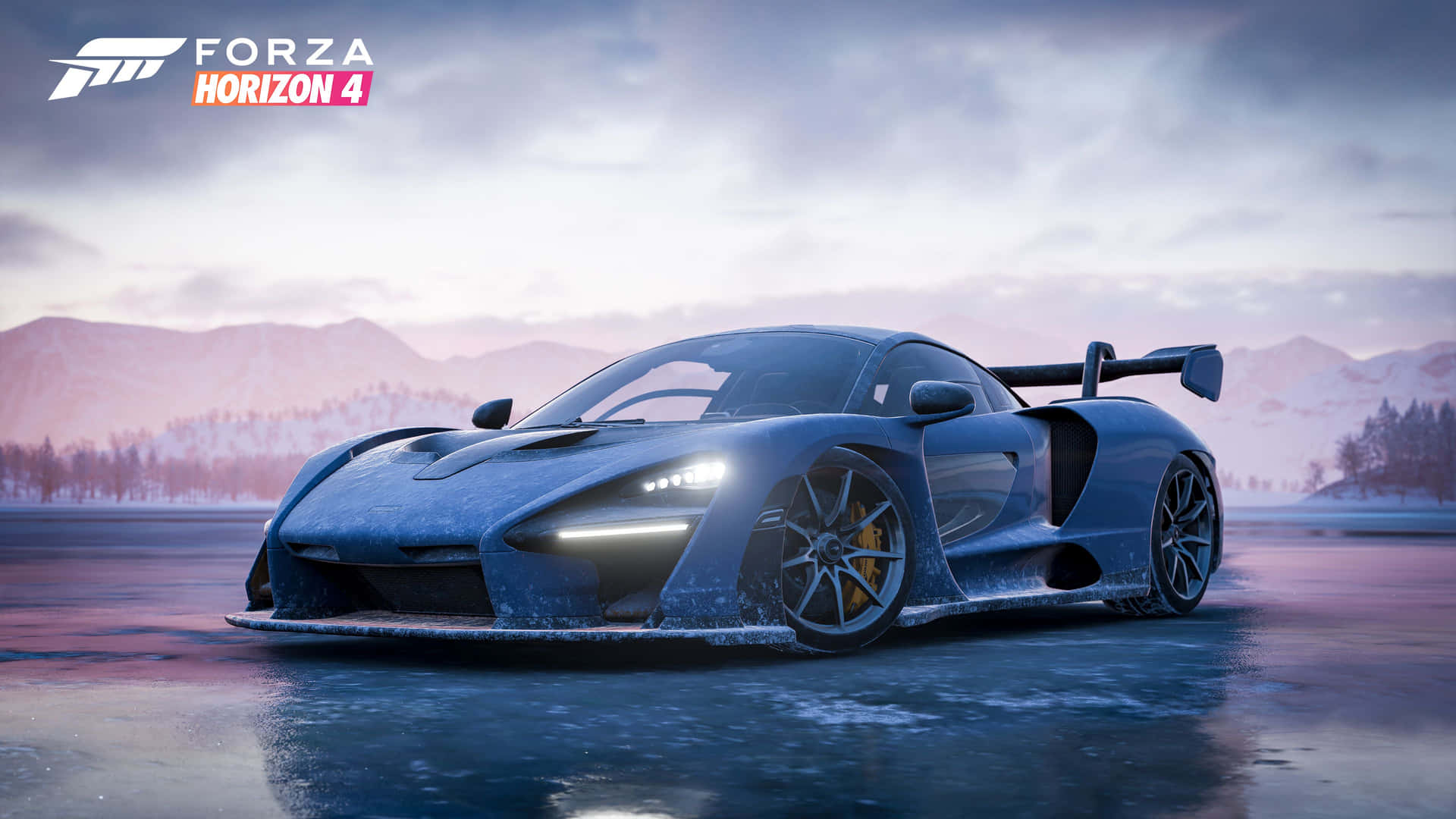 Forza Horizon 4 - en blå sportsvogn i sneen Wallpaper