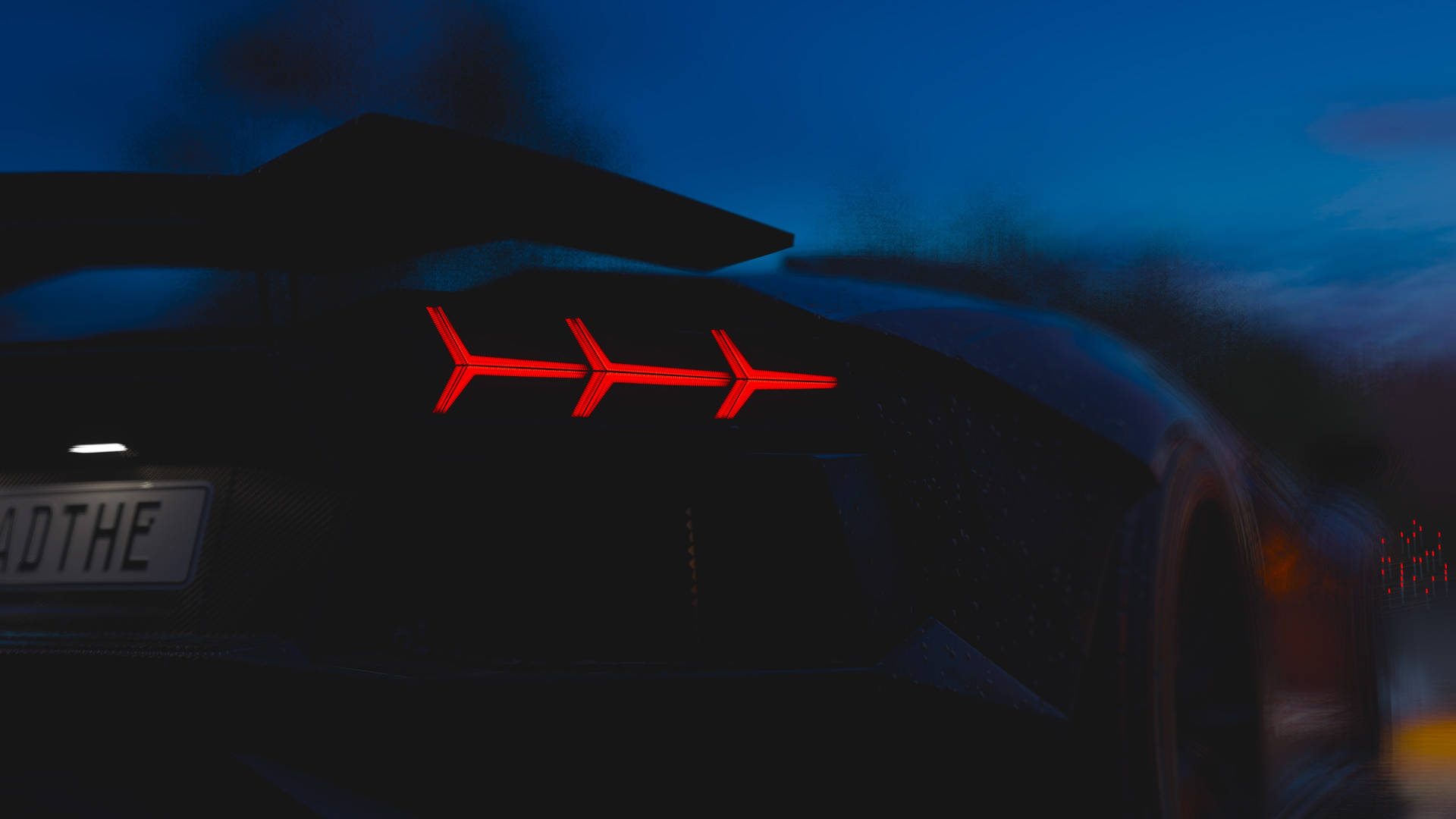 Einauto Mit Einem Roten Rücklicht Bei Nacht. Wallpaper