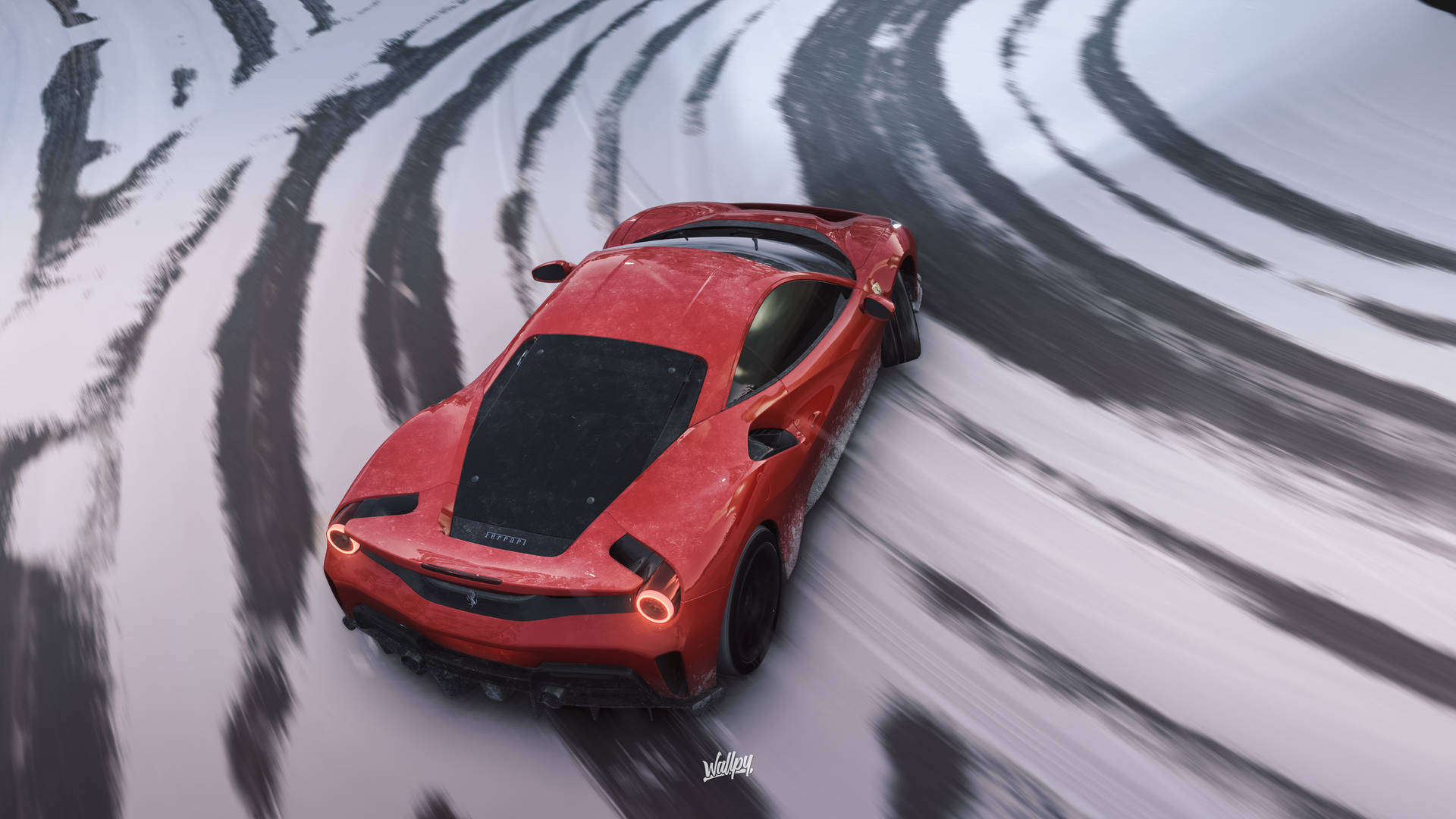 Forzahorizon 4 4k Ferrari Im Schnee Driftend Wallpaper